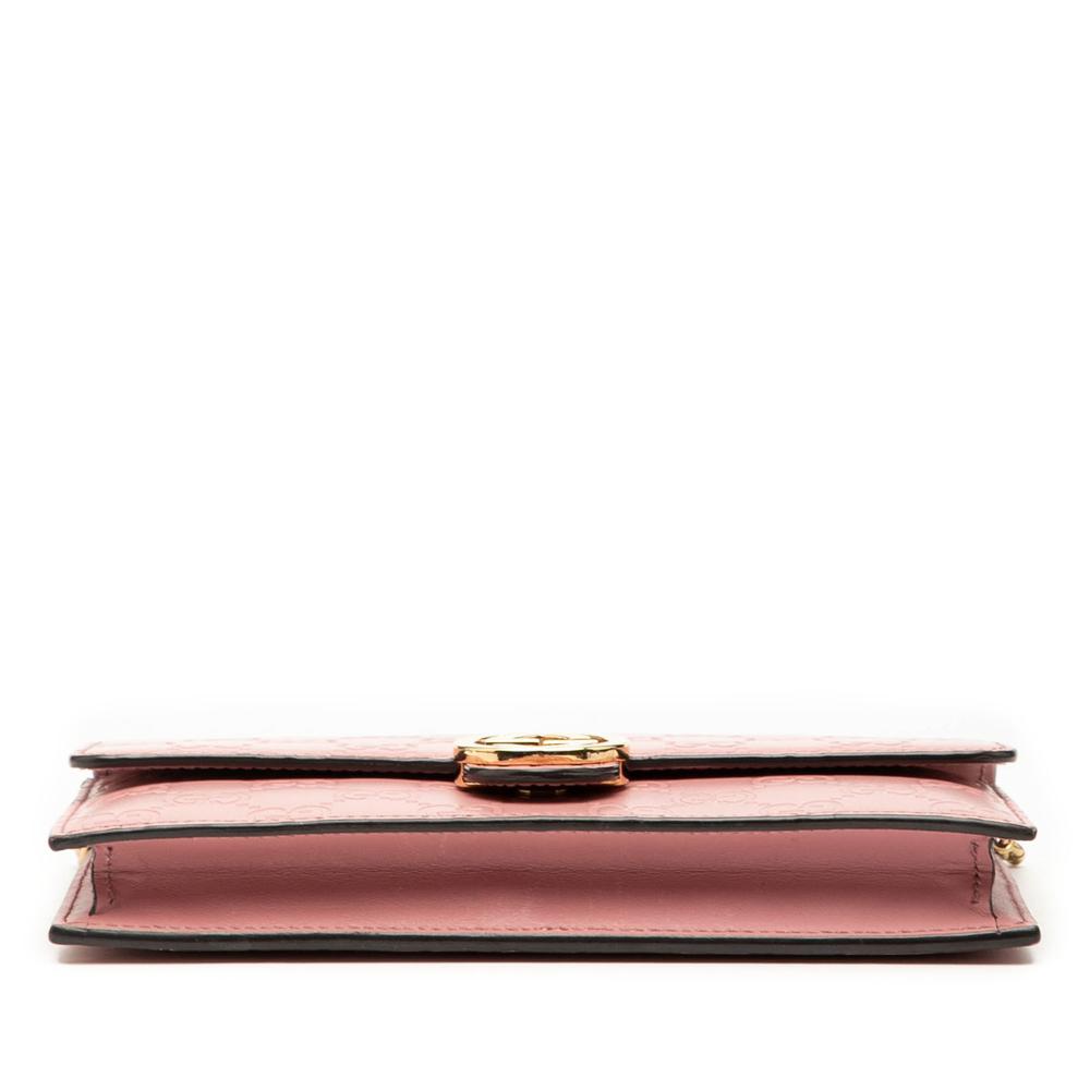 Gucci AB Gucci Pink Calf Leather Guccissima Icon Wallet On Chain Italy