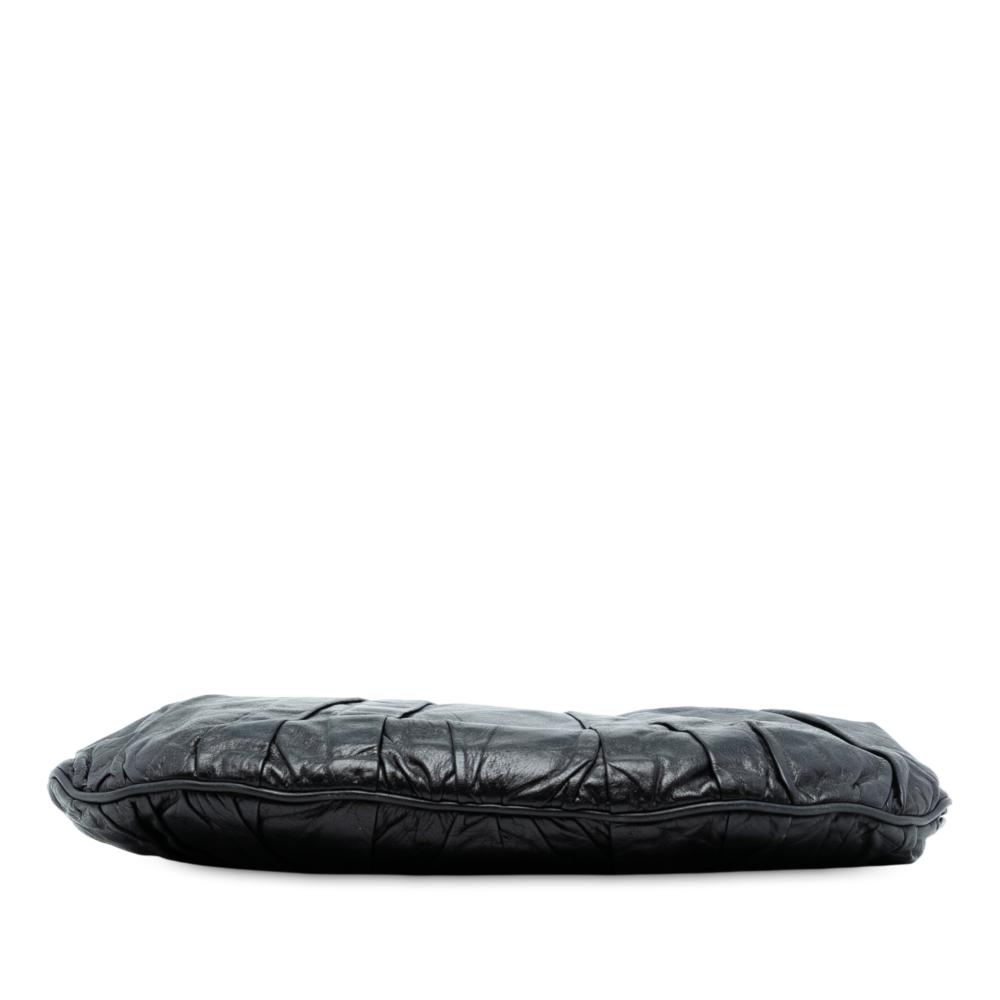 Gucci AB Gucci Black Calf Leather Medium Guccissima Hysteria Satchel Italy