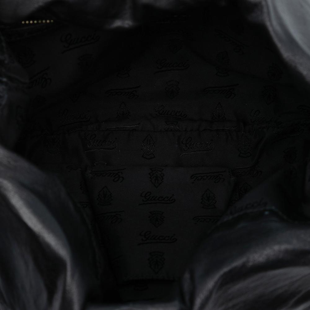 Gucci AB Gucci Black Calf Leather Medium Guccissima Hysteria Satchel Italy