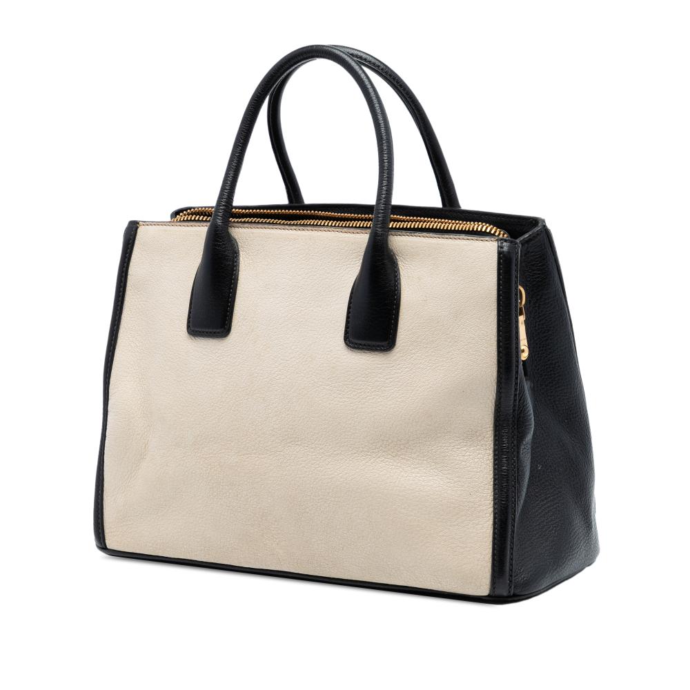 Miu Miu B Miu Miu White Ivory with Black Goatskin Leather Bicolor Madras Satchel Turkey