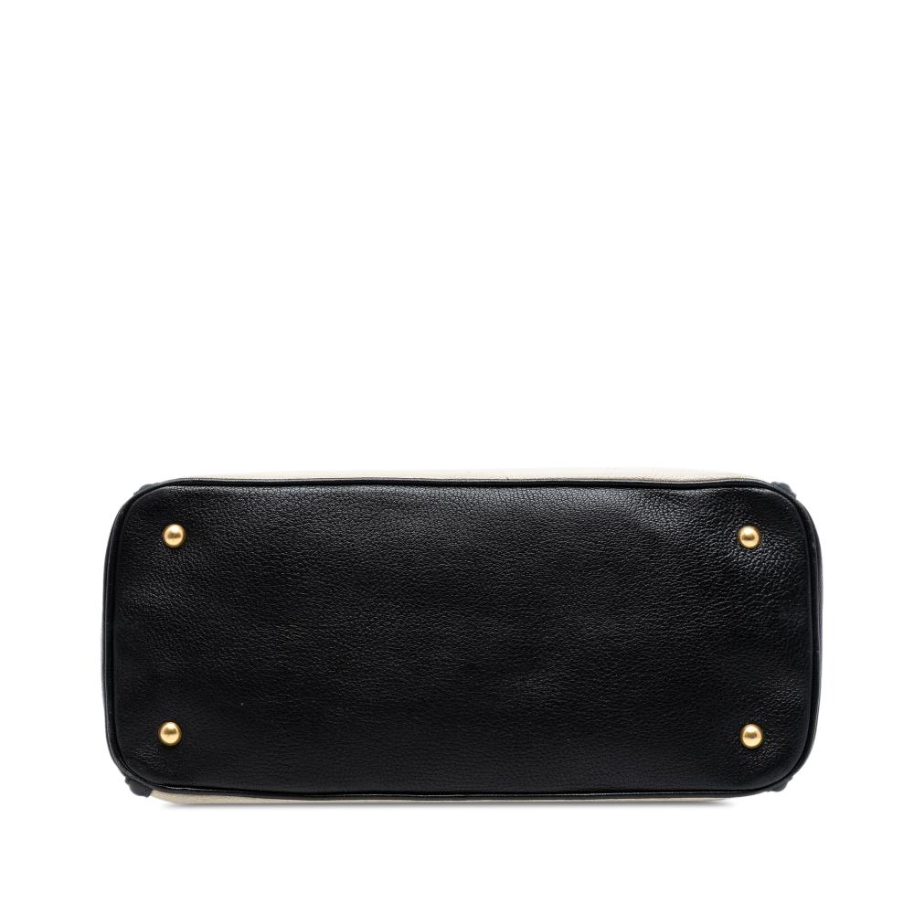 Miu Miu B Miu Miu White Ivory with Black Goatskin Leather Bicolor Madras Satchel Turkey