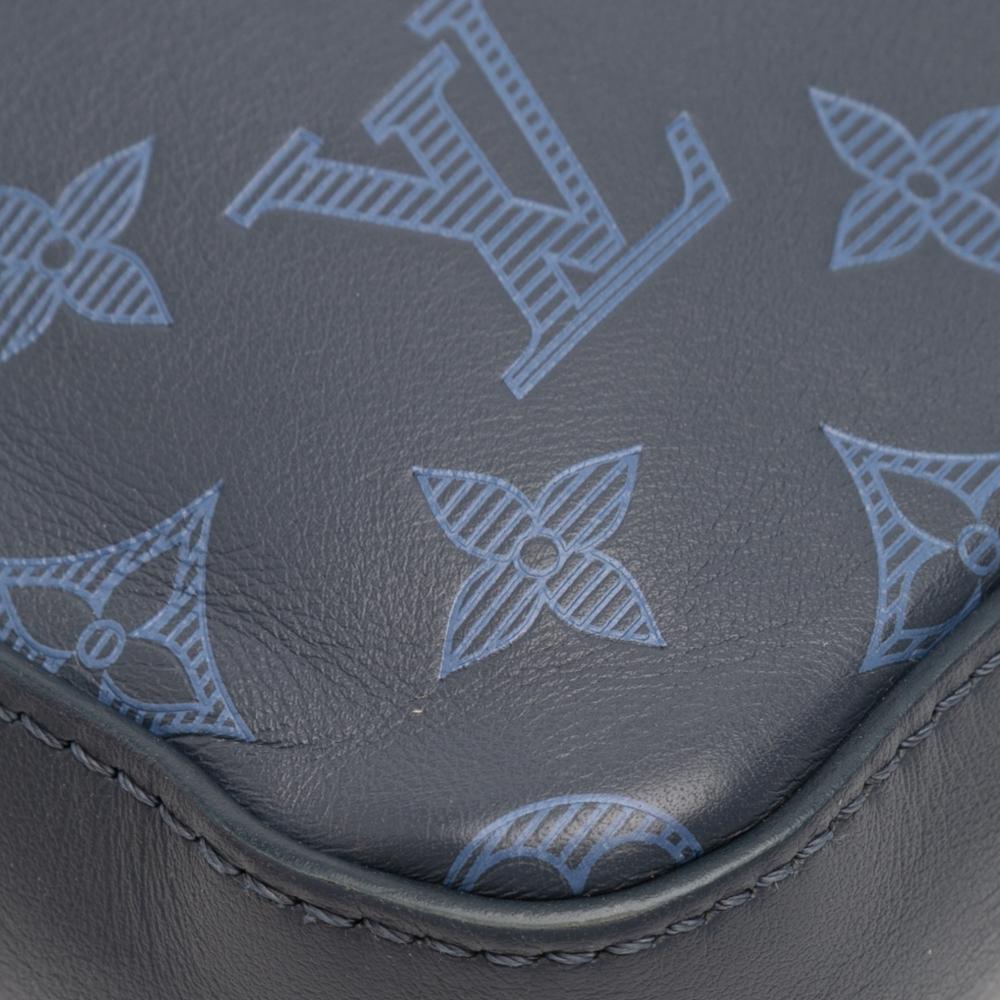 Louis Vuitton AB Louis Vuitton Blue Navy Calf Leather Monogram Shadow Duo Messenger France
