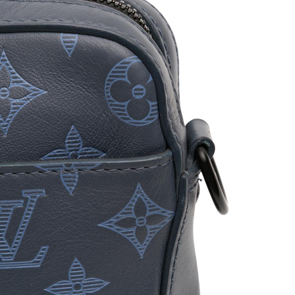 Louis Vuitton AB Louis Vuitton Blue Navy Calf Leather Monogram Shadow Duo Messenger France