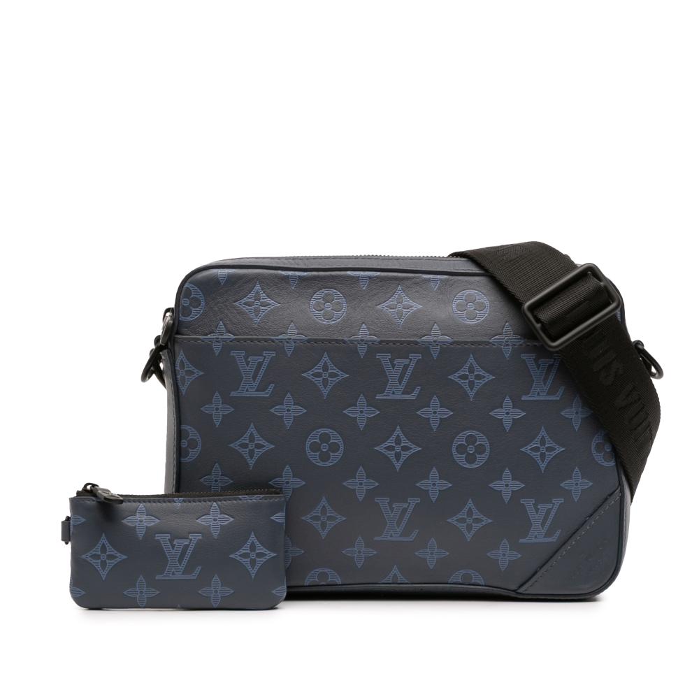Louis Vuitton AB Louis Vuitton Blue Navy Calf Leather Monogram Shadow Duo Messenger France