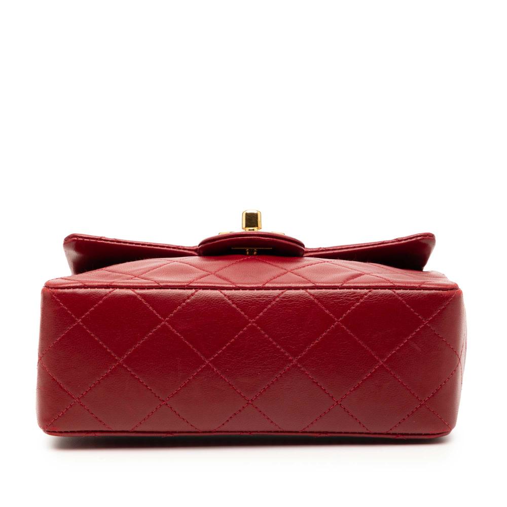 Chanel B Chanel Red Dark Red Lambskin Leather Leather Mini Square Classic Lambskin Single Flap France