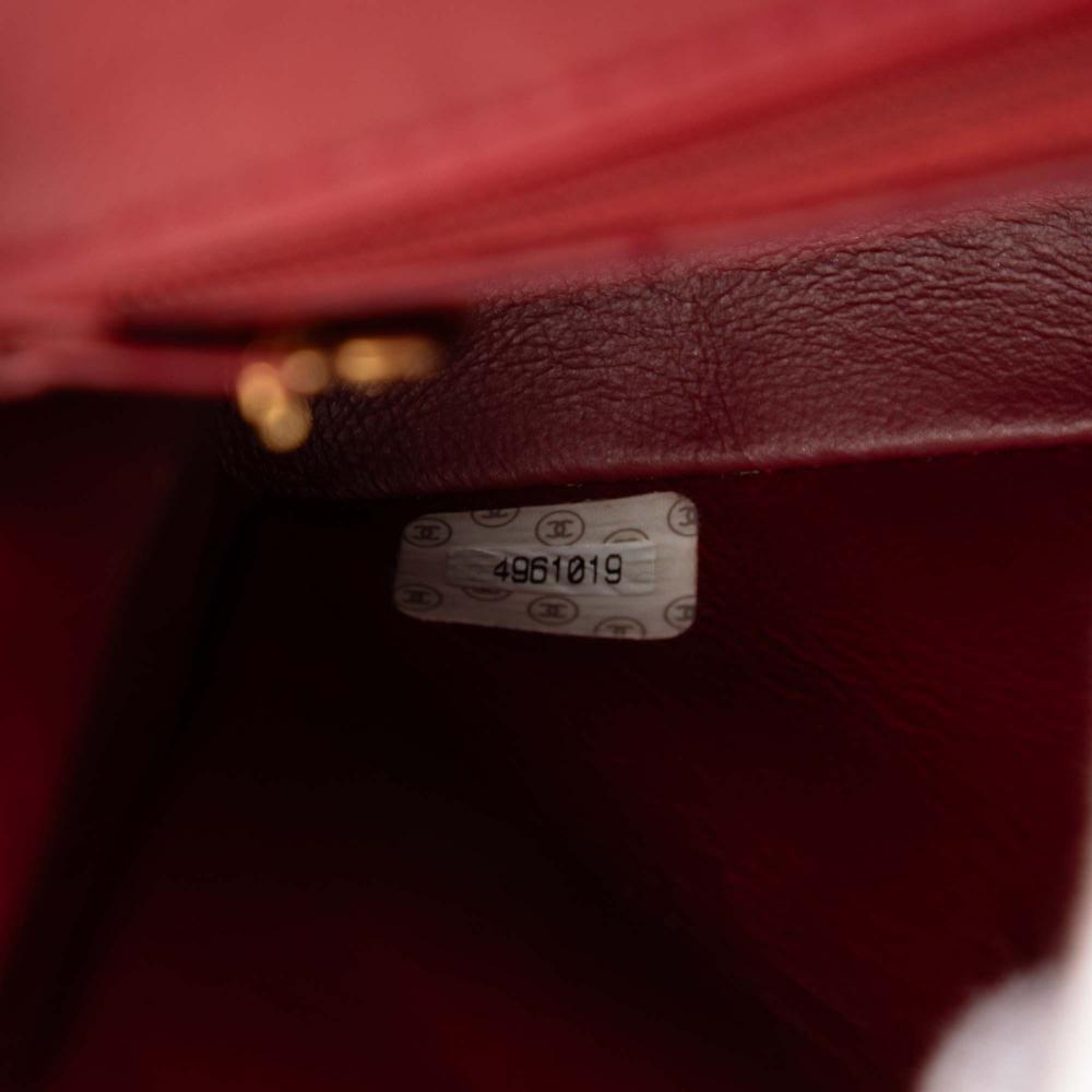 Chanel B Chanel Red Dark Red Lambskin Leather Leather Mini Square Classic Lambskin Single Flap France