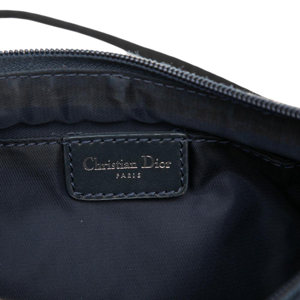 Christian Dior B Dior Blue Canvas Fabric Diorissimo Trotter Pochette Italy