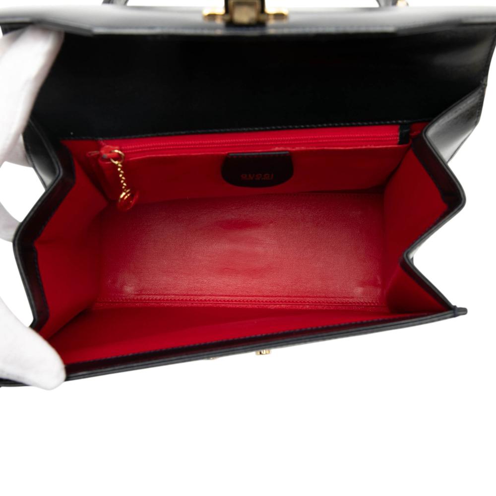 Gucci B Gucci Black Calf Leather skin Lady Lock Satchel Italy