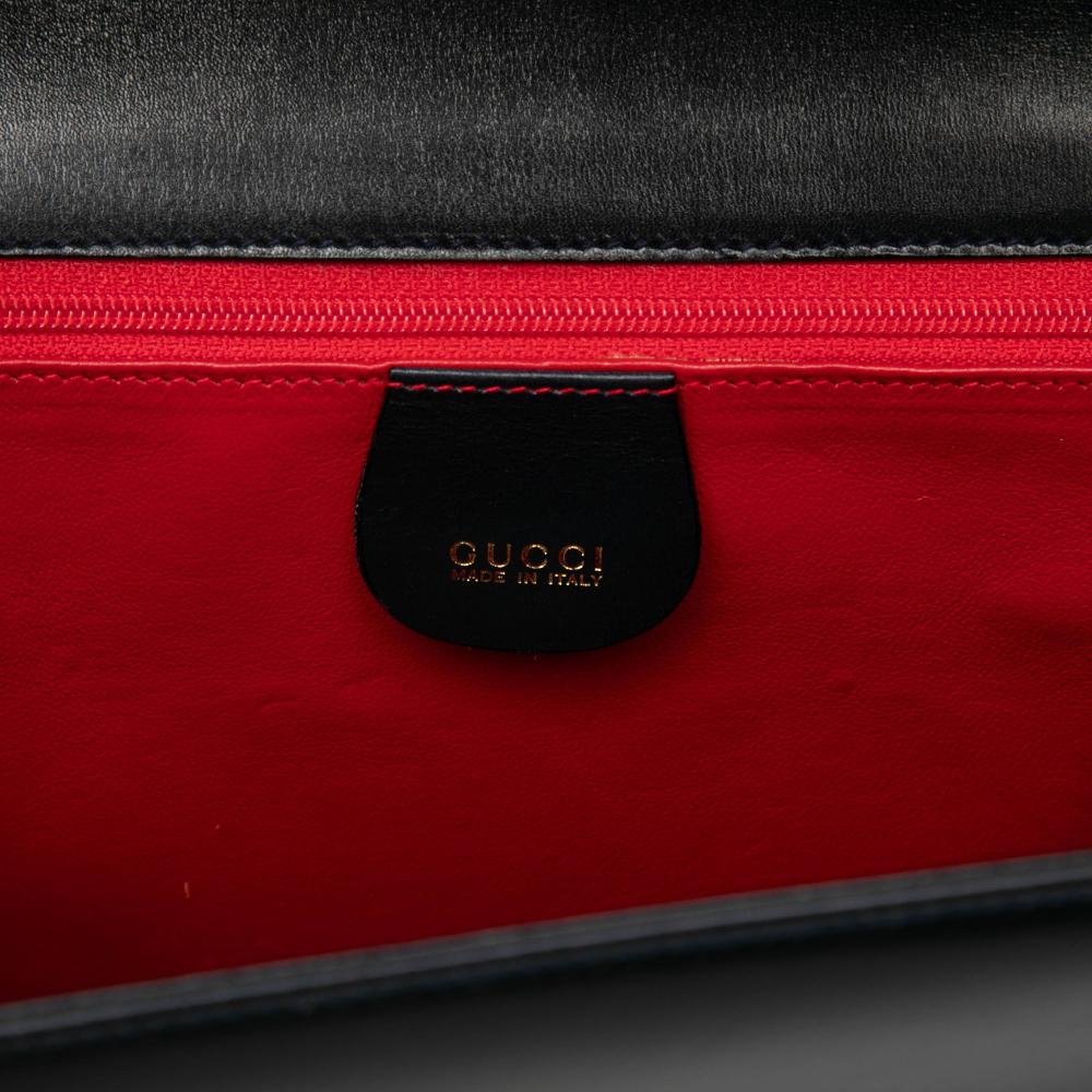 Gucci B Gucci Black Calf Leather skin Lady Lock Satchel Italy