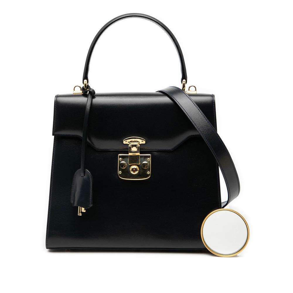 Gucci B Gucci Black Calf Leather skin Lady Lock Satchel Italy