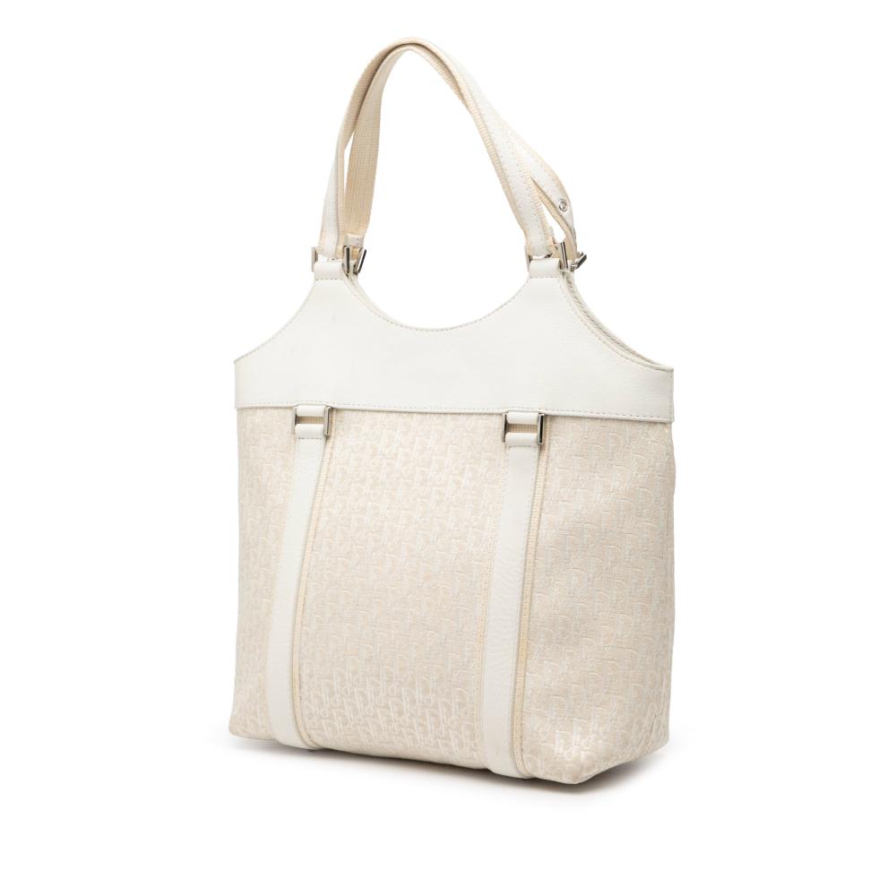 Christian Dior B Dior White Canvas Fabric Diorissimo Trotter Street Chic Tote Italy