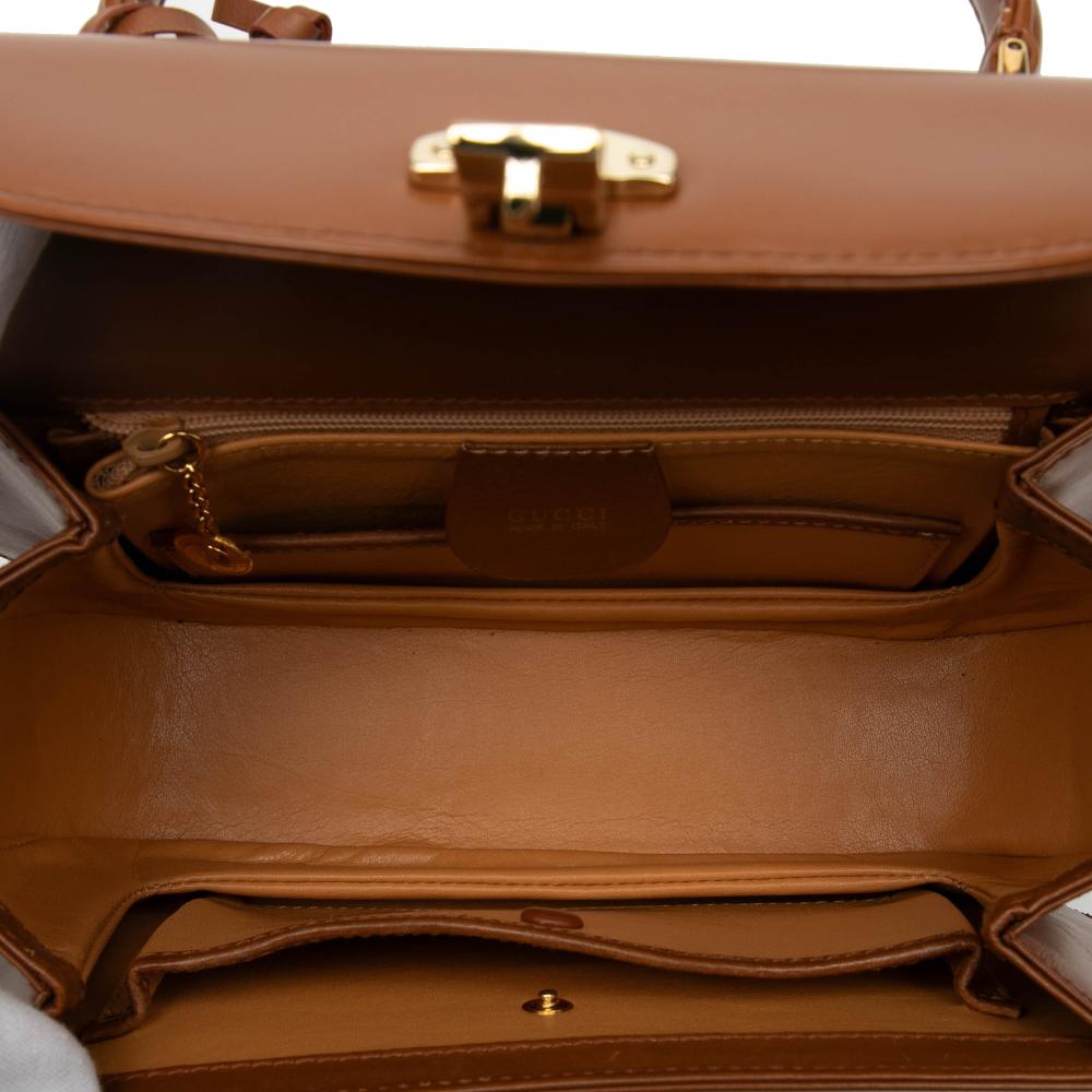 Gucci B Gucci Brown Calf Leather Smooth skin Lady Lock Satchel Italy