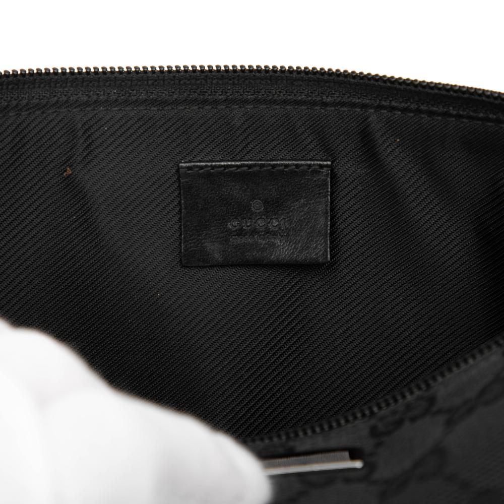 Gucci B Gucci Black Canvas Fabric GG Boat Italy