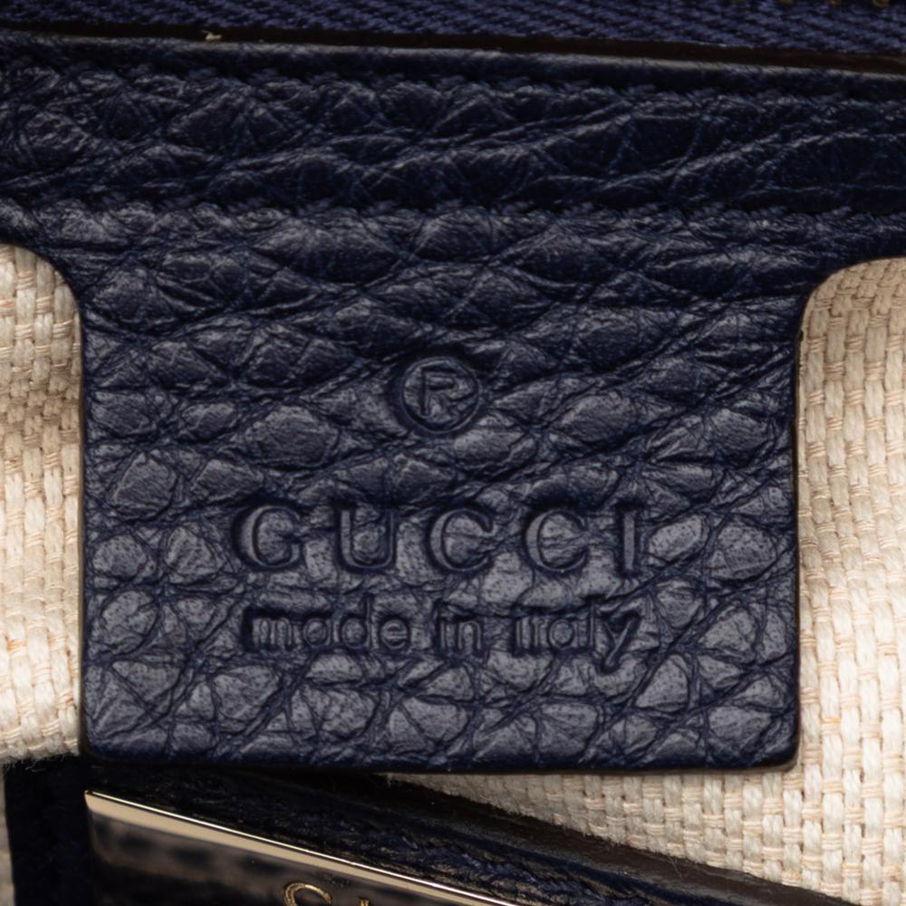 Gucci B Gucci Blue Light Blue Canvas Fabric Small Flora Bamboo Shopper Satchel Italy