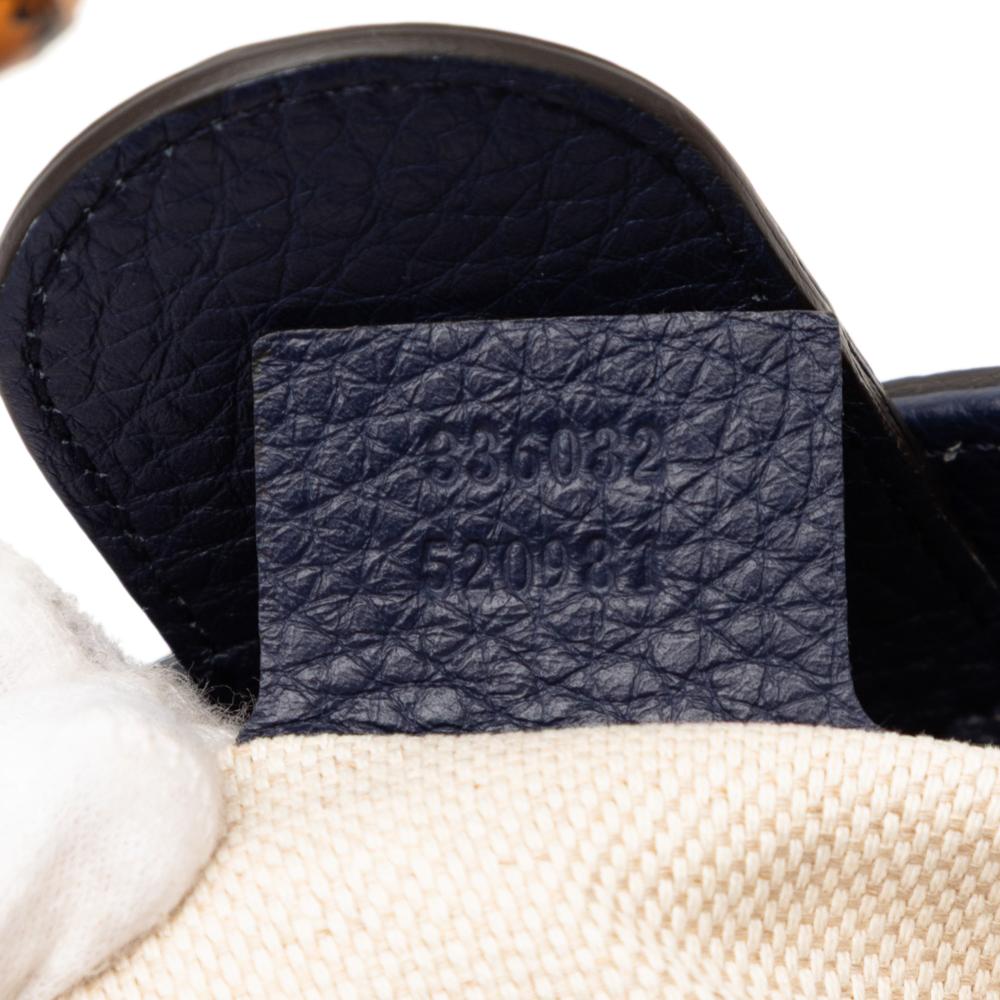 Gucci B Gucci Blue Light Blue Canvas Fabric Small Flora Bamboo Shopper Satchel Italy