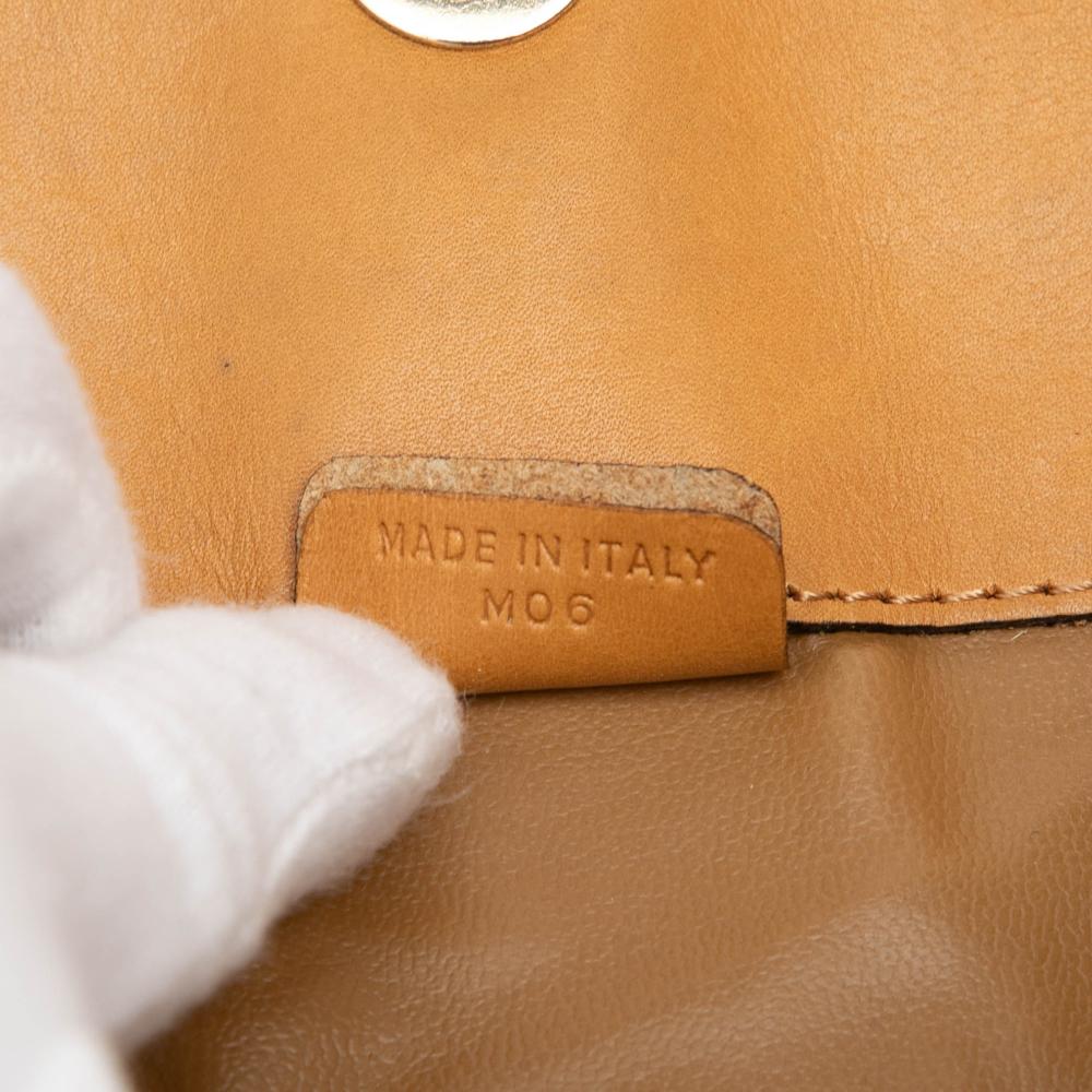 Celine B Celine Brown Light Beige Coated Canvas Fabric Macadam Clutch Italy