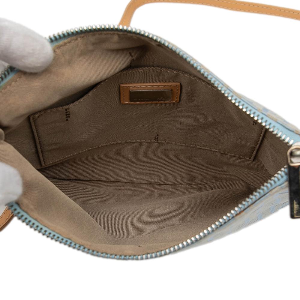 Fendi B Fendi Blue Light Blue Canvas Fabric Zucchino Crossbody Italy