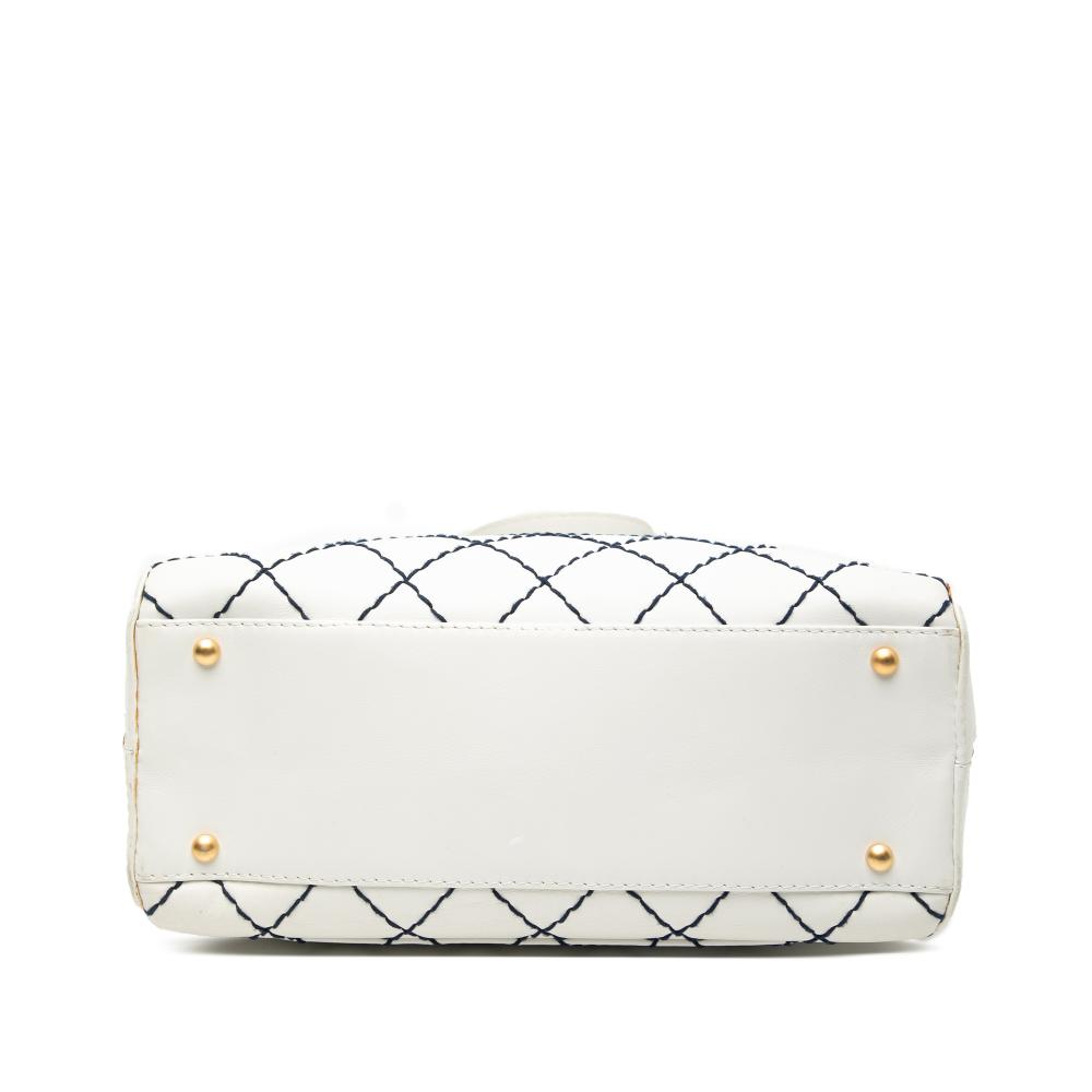 Chanel B Chanel White Ivory Lambskin Leather Leather CC Wild Stitch Handbag Italy
