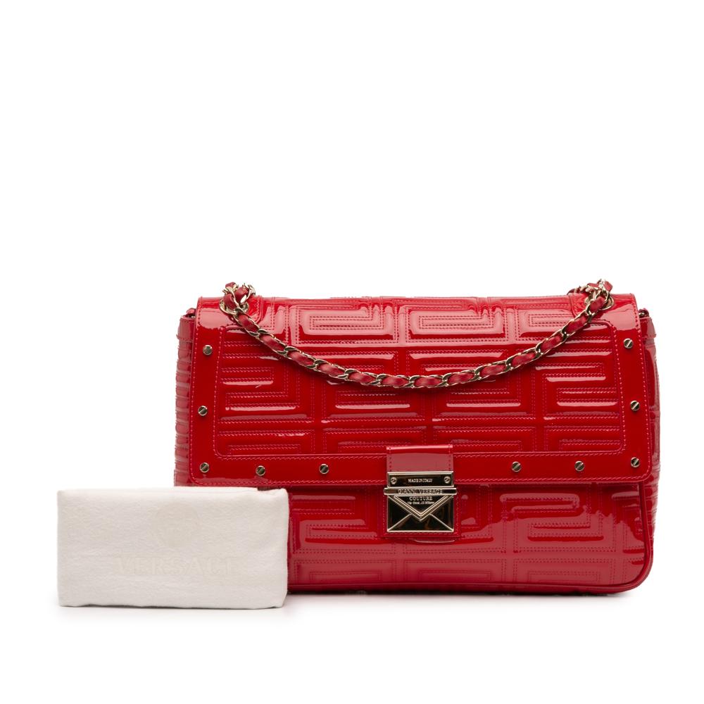Versace B Versace Red Patent Leather Leather Patent Couture Shoulder Bag Italy