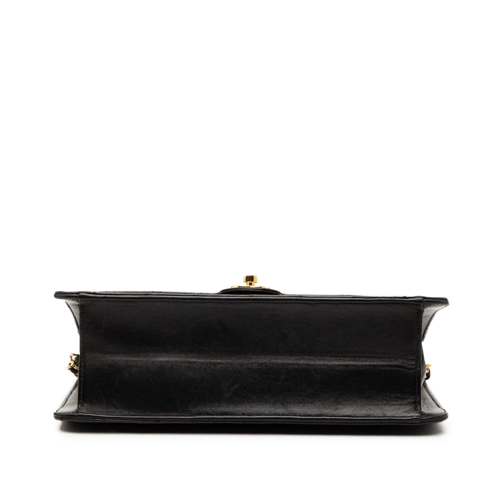 Chanel B Chanel Black Lambskin Leather Leather CC Quilted Lambskin Single Flap France