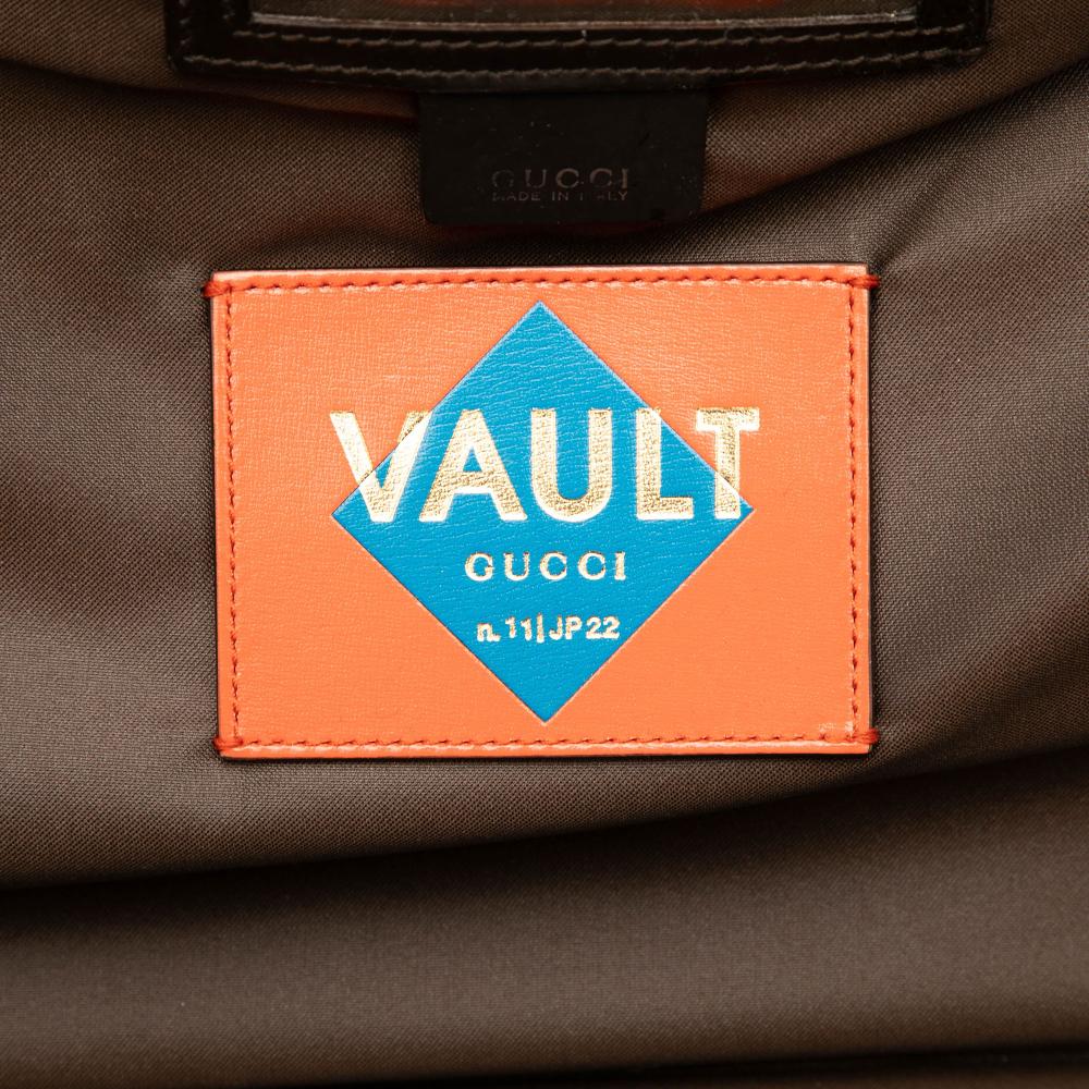 Gucci B Gucci Brown Dark Brown Canvas Fabric GG Trunk Suitcase Italy