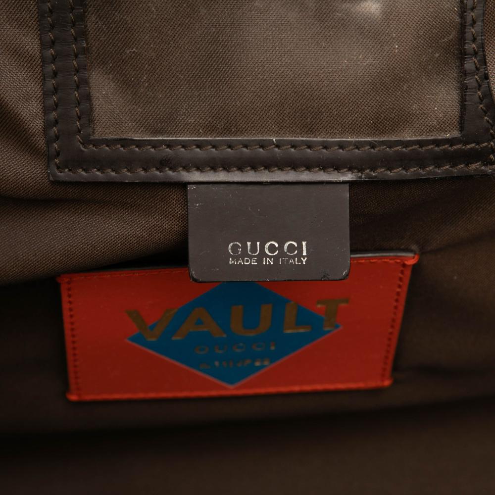 Gucci B Gucci Brown Dark Brown Canvas Fabric GG Trunk Suitcase Italy