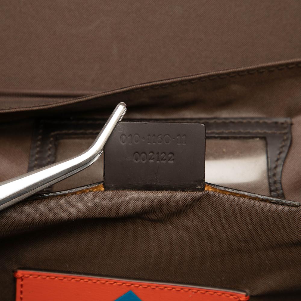 Gucci B Gucci Brown Dark Brown Canvas Fabric GG Trunk Suitcase Italy