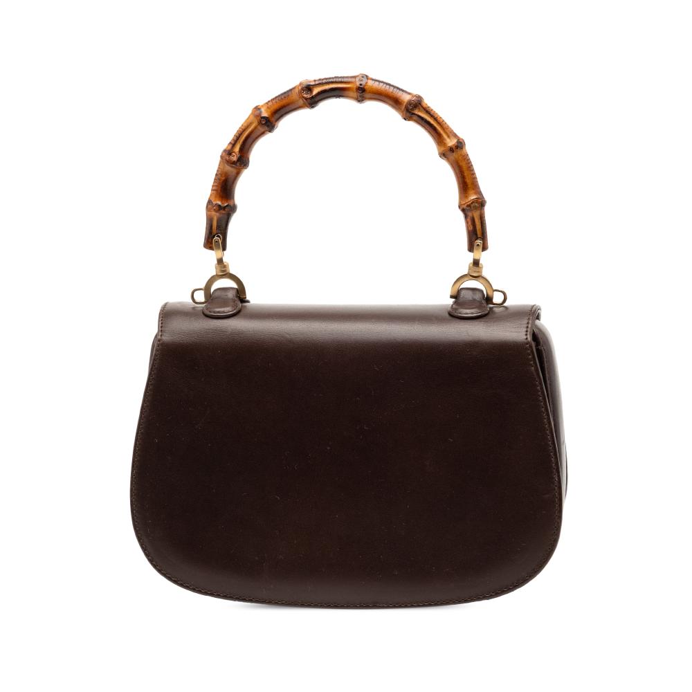 Gucci B Gucci Brown Dark Brown Calf Leather skin Bamboo Night Italy