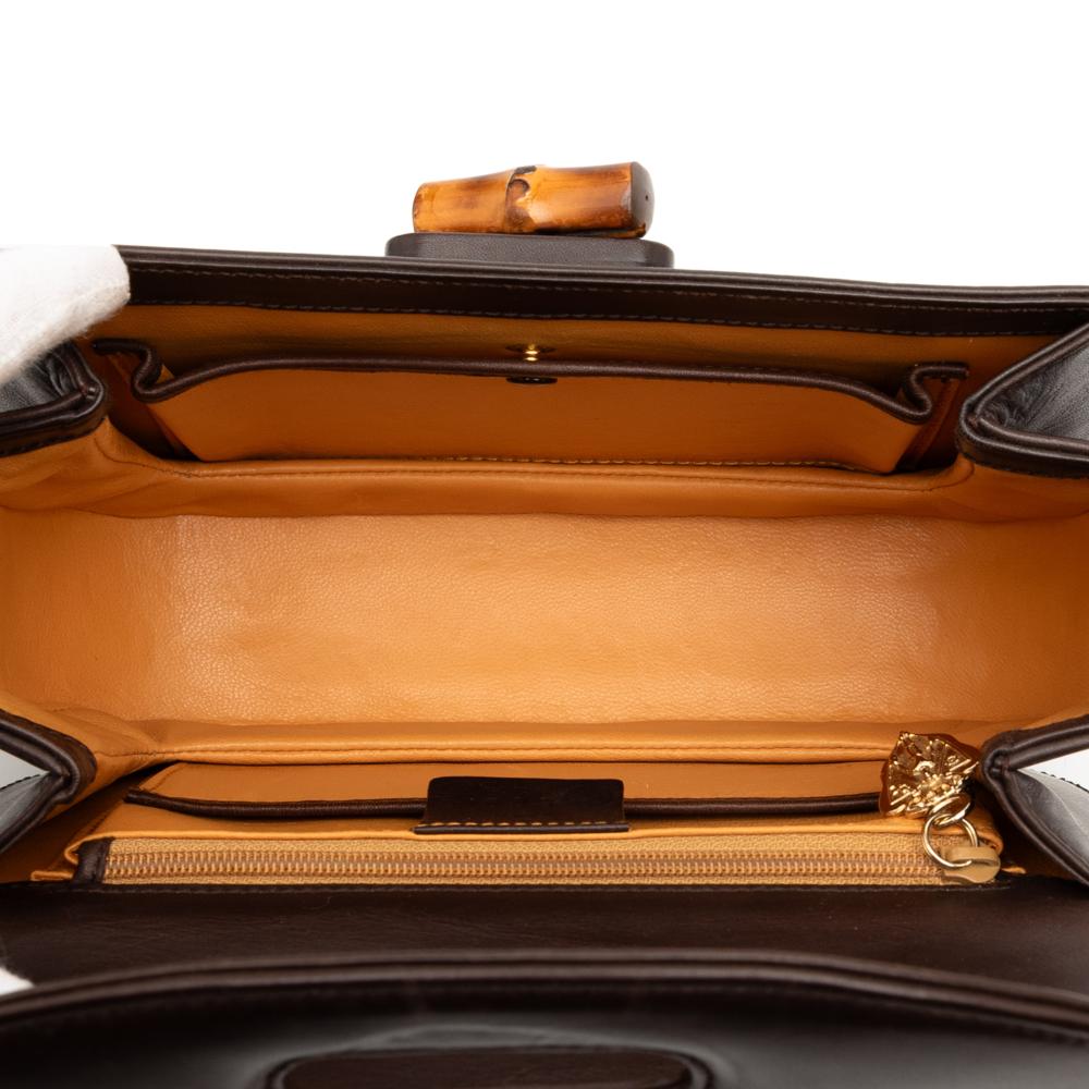 Gucci B Gucci Brown Dark Brown Calf Leather skin Bamboo Night Italy