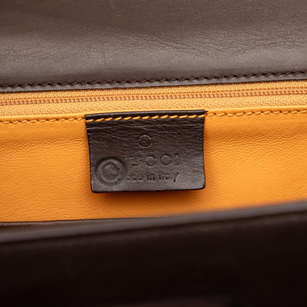 Gucci B Gucci Brown Dark Brown Calf Leather skin Bamboo Night Italy