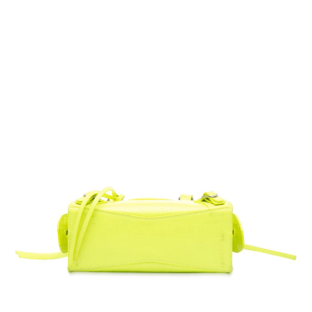 Balenciaga AB Balenciaga Yellow Neon Yellow Calf Leather Mini Croc Embossed skin Neo Classic City Italy