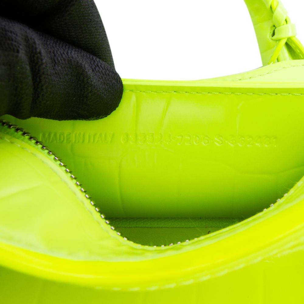Balenciaga AB Balenciaga Yellow Neon Yellow Calf Leather Mini Croc Embossed skin Neo Classic City Italy
