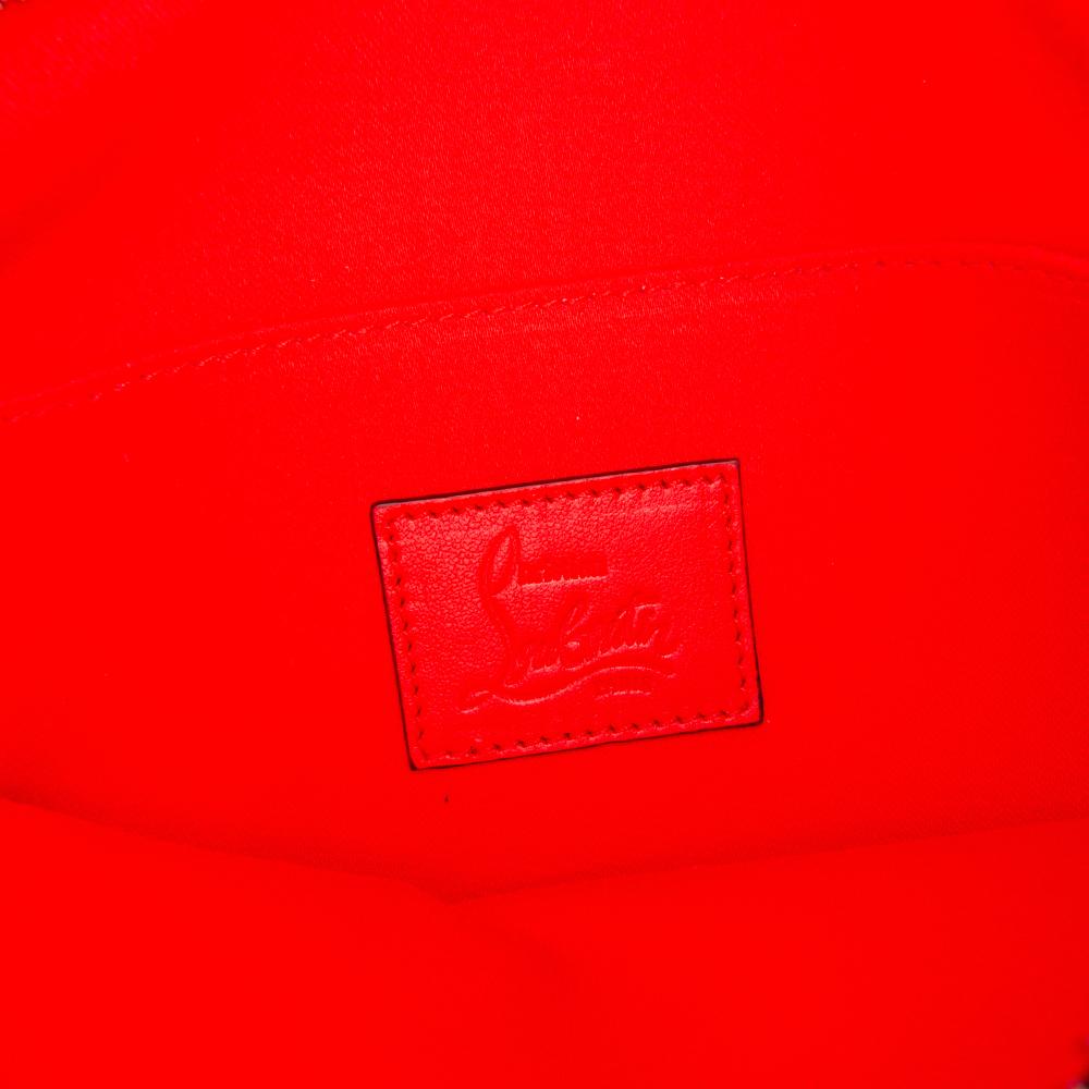 Christian Louboutin AB Christian Louboutin White with Multi Calf Leather Printed Graffiti Loubitag Clutch Italy