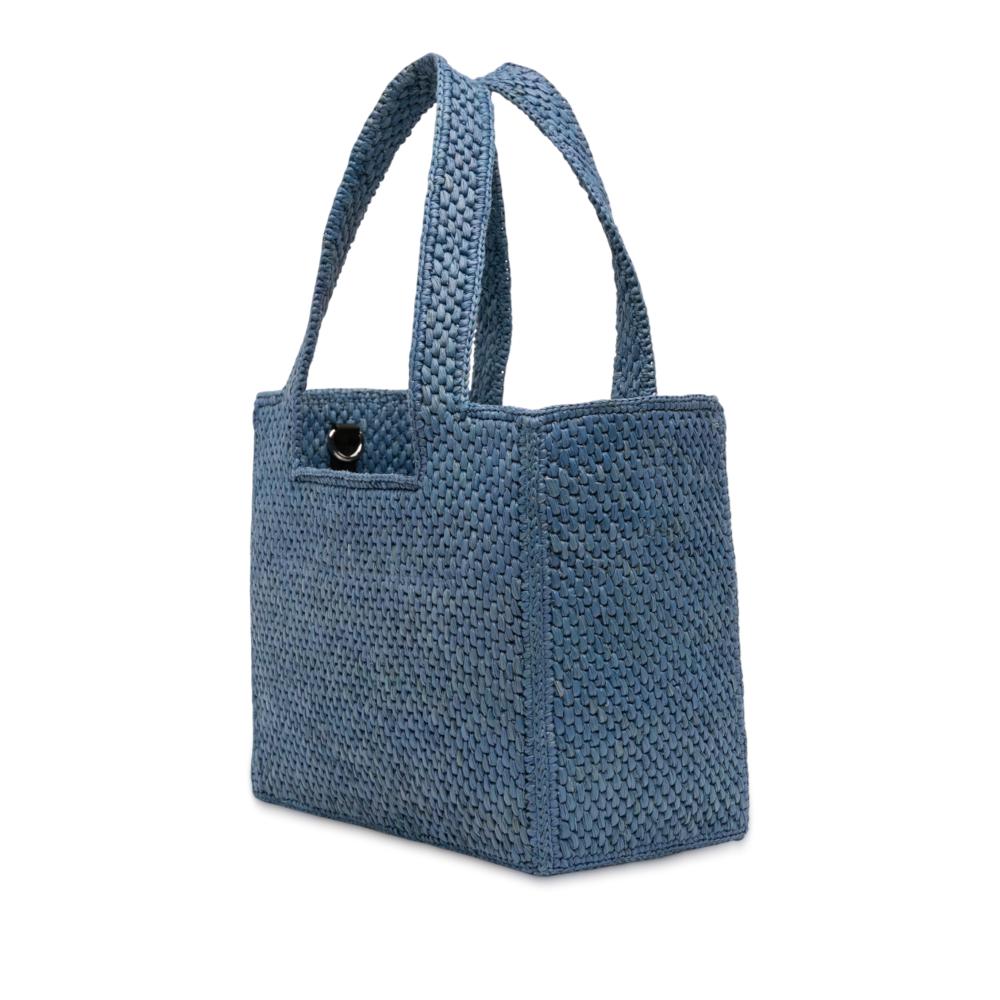 Loewe AB LOEWE Blue Raffia Natural Material Medium Font Tote Madagascar
