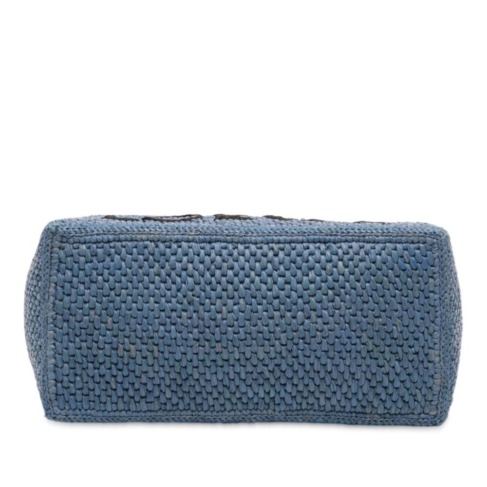 Loewe AB LOEWE Blue Raffia Natural Material Medium Font Tote Madagascar