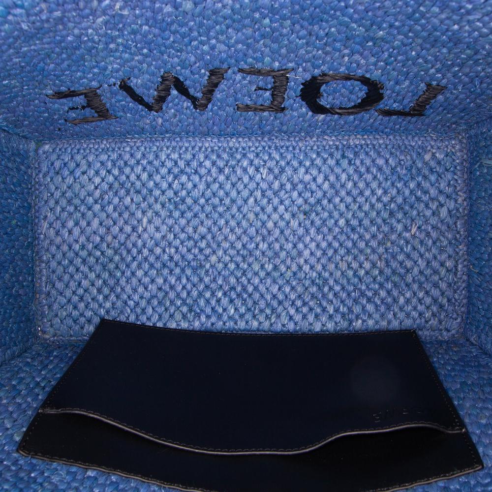 Loewe AB LOEWE Blue Raffia Natural Material Medium Font Tote Madagascar