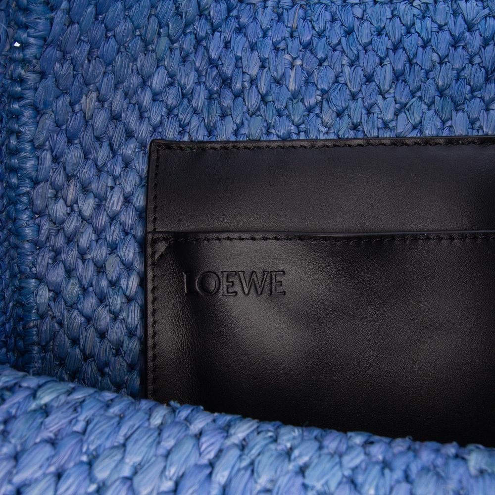 Loewe AB LOEWE Blue Raffia Natural Material Medium Font Tote Madagascar