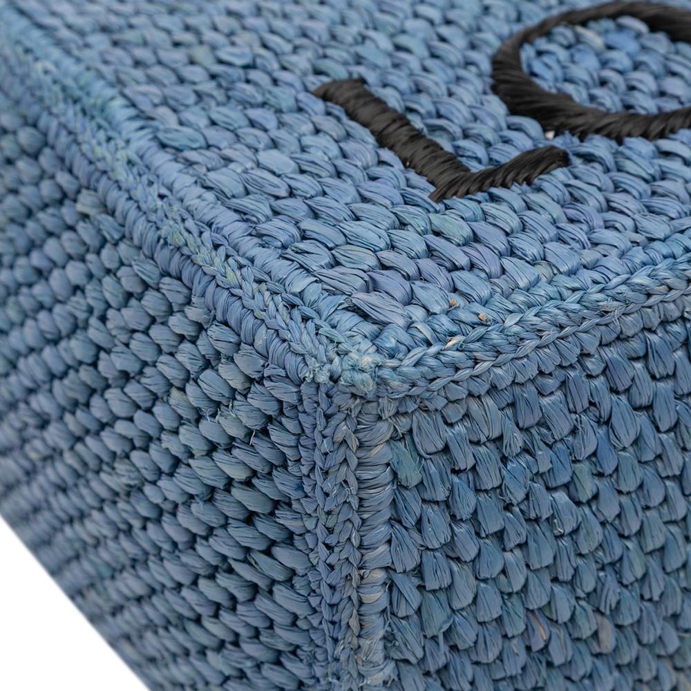 Loewe AB LOEWE Blue Raffia Natural Material Medium Font Tote Madagascar