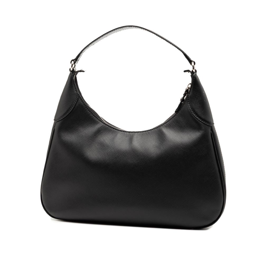 Ferragamo B Ferragamo Black Calf Leather Gancini Romana Hobo Bag Italy
