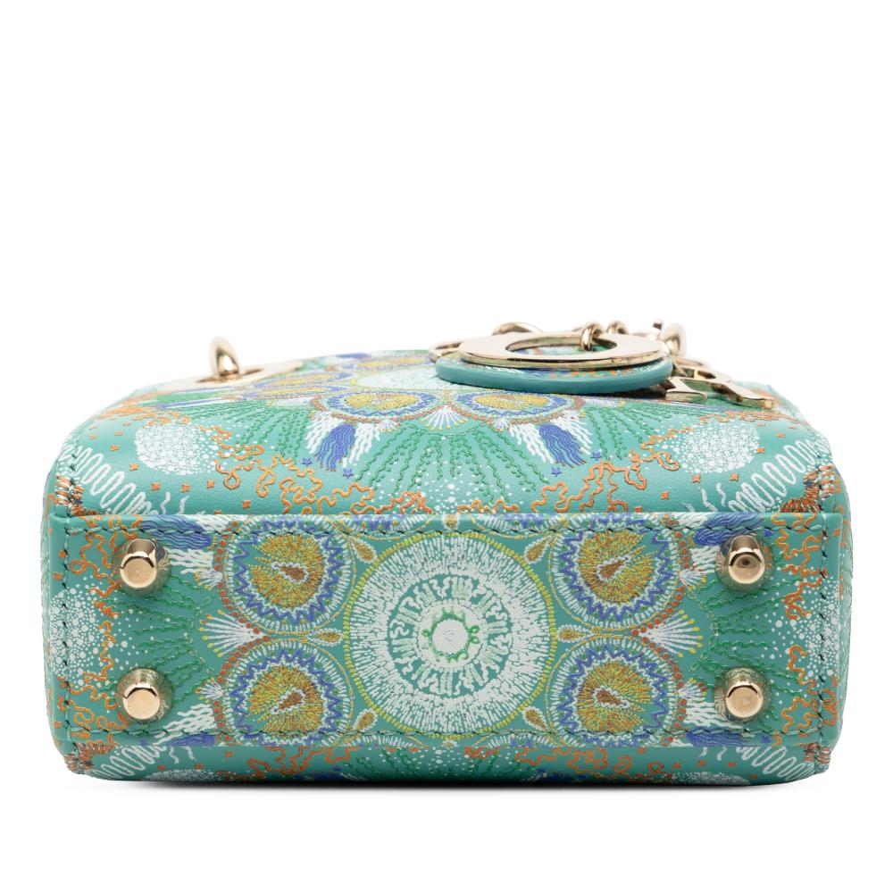 Christian Dior AB Dior Green Light Green Calf Leather Micro skin In Lights Lady Dior Italy