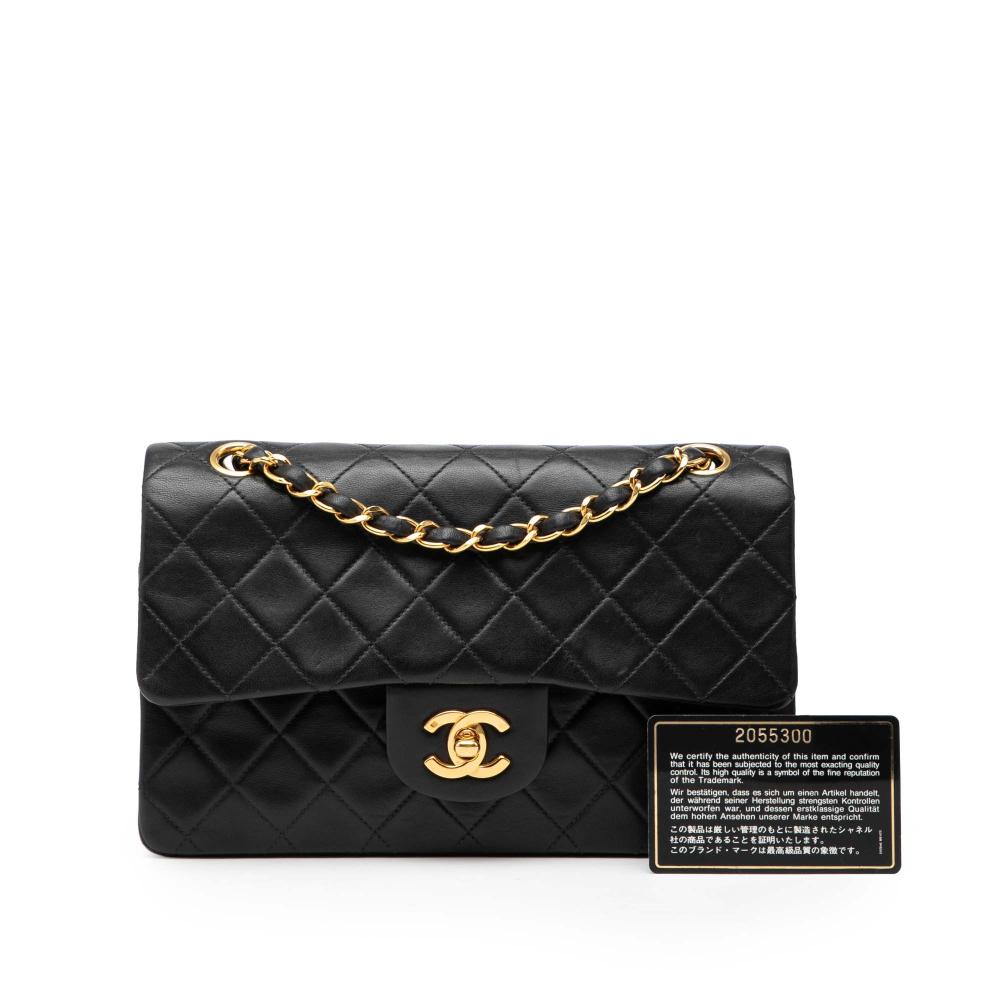 Chanel B Chanel Black Lambskin Leather Leather Small Classic Lambskin Double Flap France