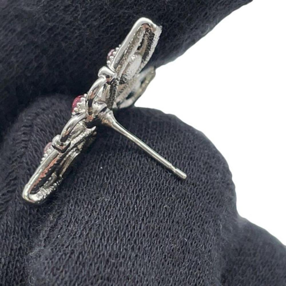 Chanel AB Chanel Silver Silver Plated Metal CC Crystal Butterfly Push Back Earrings Italy