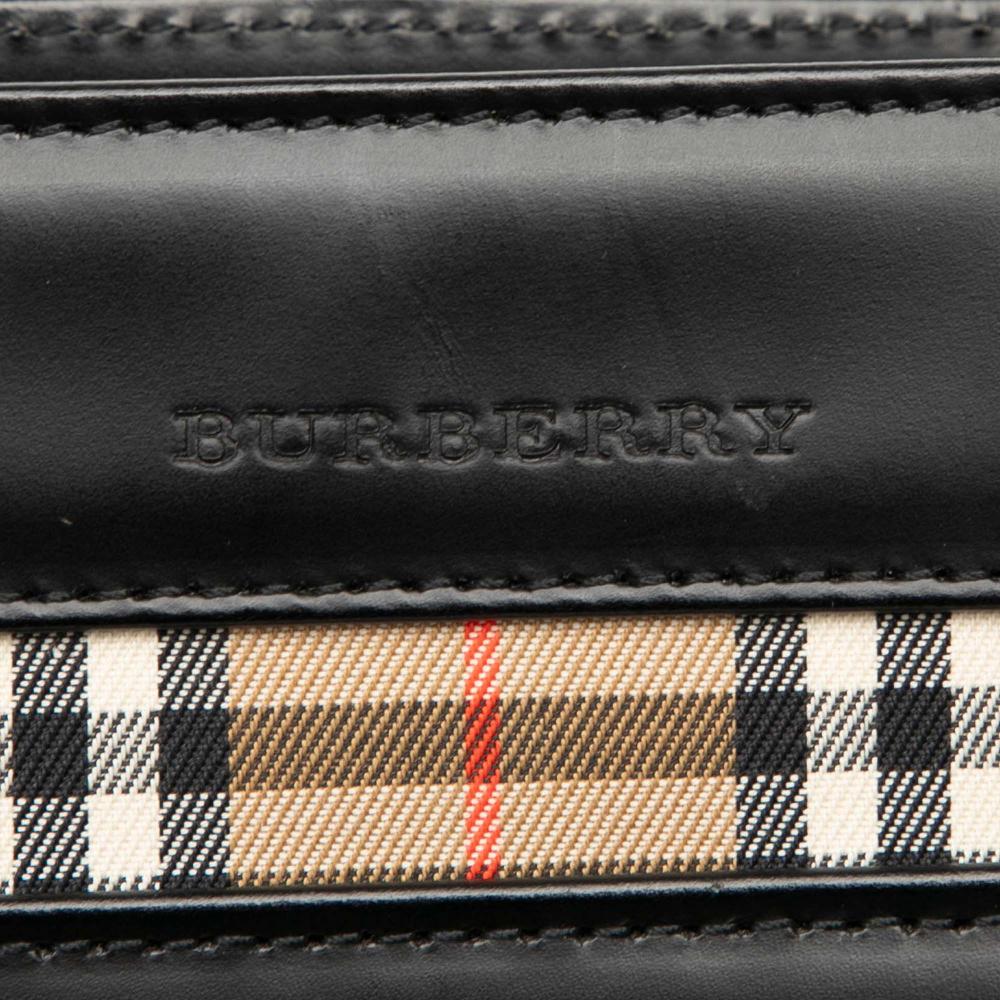 Burberry B Burberry Black Calf Leather House Check Trimmed Handbag United Kingdom