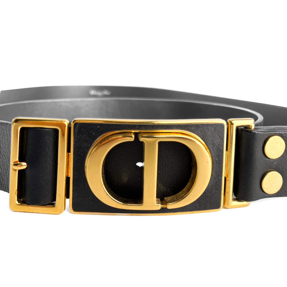 Christian Dior CD Leather Medium Belt 90 Black