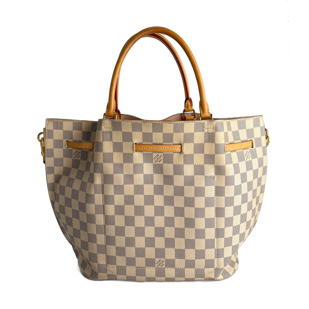 Louis Vuitton Girolata MM Canvas Tote Shoulder Bag Damier Azur