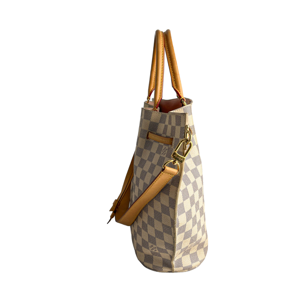 Louis Vuitton Girolata MM Canvas Tote Shoulder Bag Damier Azur