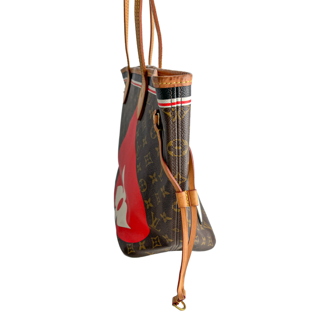 Louis Vuitton Neverfull MM Canvas Game On Shopper Shoulder Bag Brown