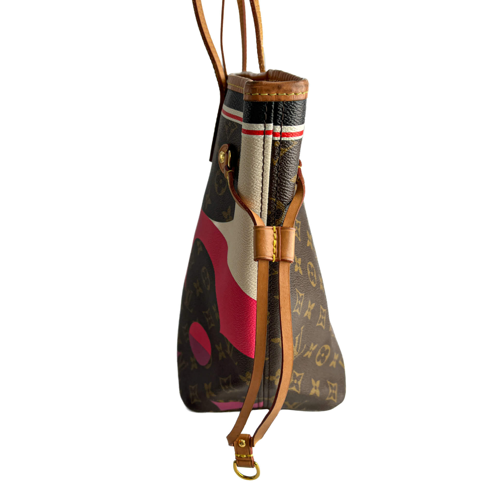 Louis Vuitton Neverfull MM Canvas Game On Shopper Shoulder Bag Brown