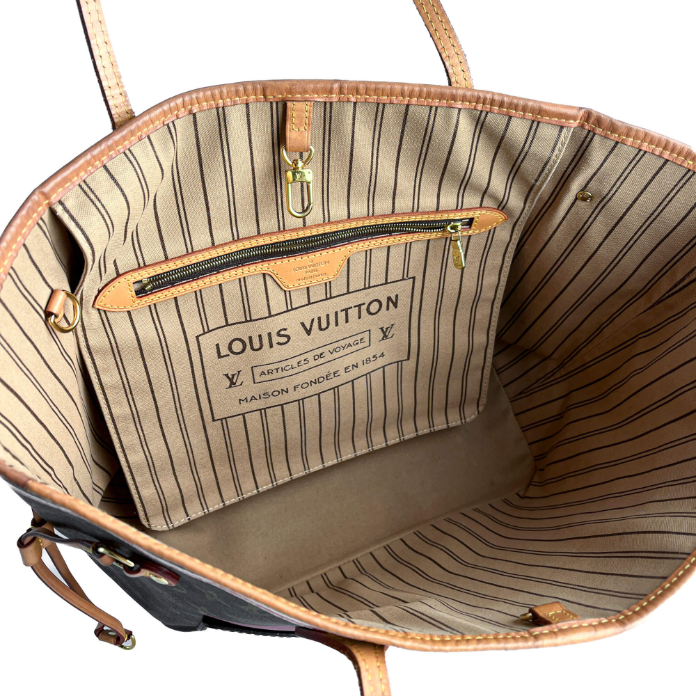 Louis Vuitton Neverfull MM Canvas Game On Shopper Shoulder Bag Brown