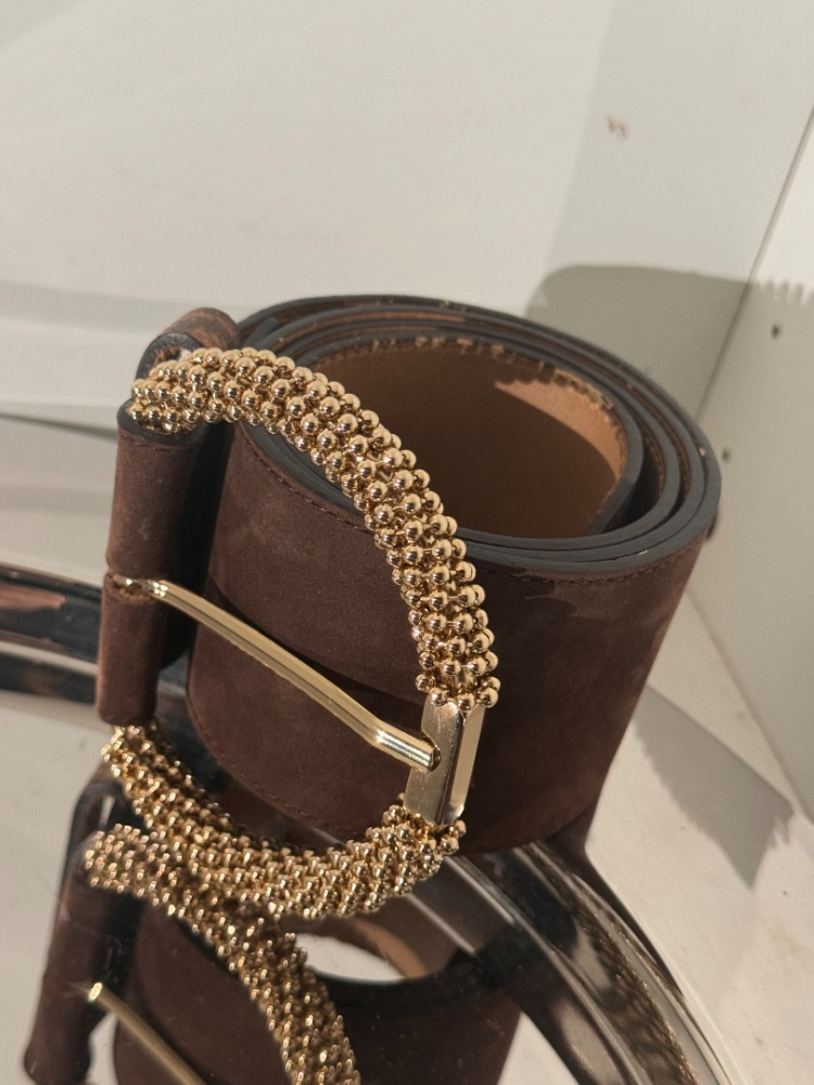 Lanvin Jewel Broche Closure Leather suede Belt